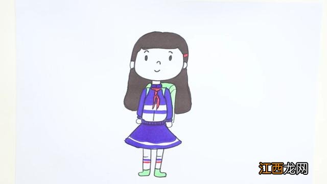 小学生怎么画女孩穿校服 小学生怎么画