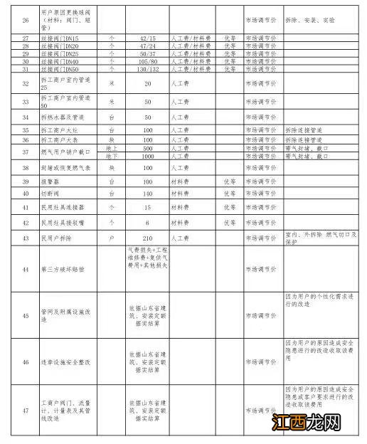 泰山港华燃气服务项目清单查询 泰山港华燃气服务项目清单