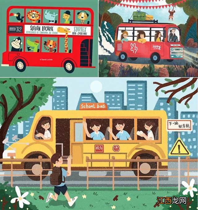 校车简笔画涂色 校车简笔画