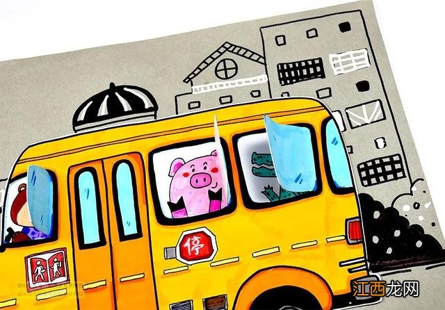 校车简笔画涂色 校车简笔画