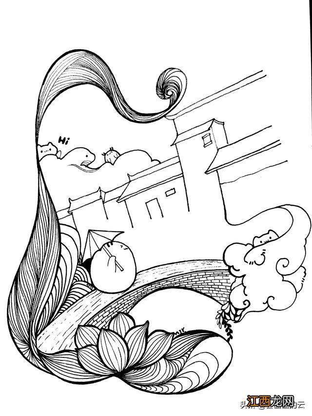 江南水乡简笔画图片 江南水乡简笔画