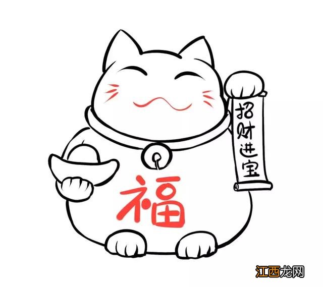 招财猫简笔画卡通图片 招财猫简笔画