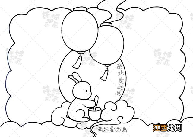 中秋节简笔画兔子月饼 中秋节简笔画