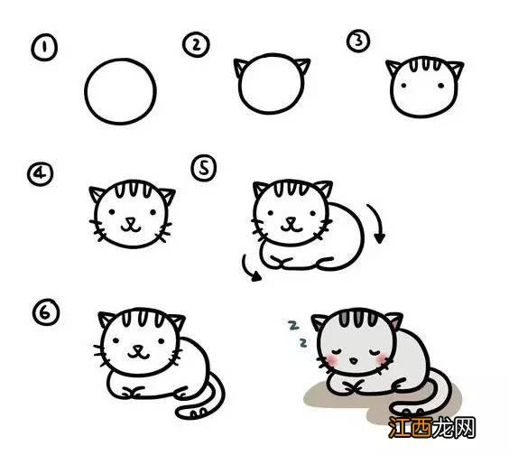 小猫简笔画图片大全 彩色 可爱 卡通版 小猫简笔画图片大全