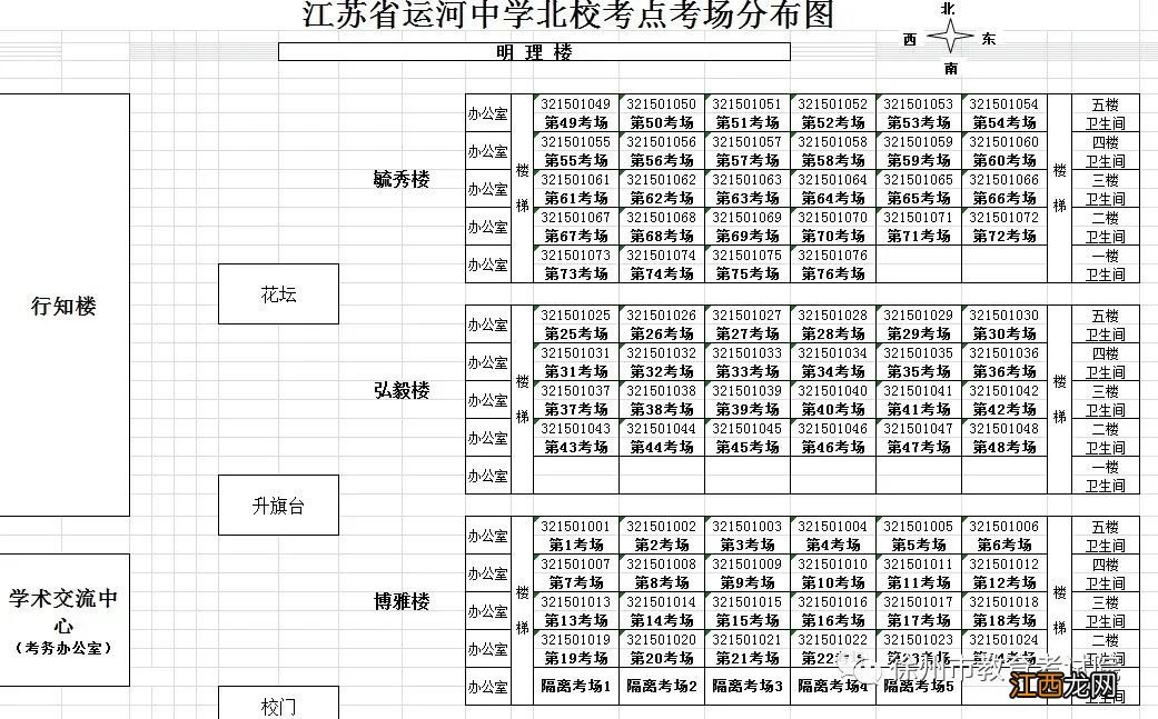 徐州市2022年10月教师资格考试笔试考点地址及考场平面图