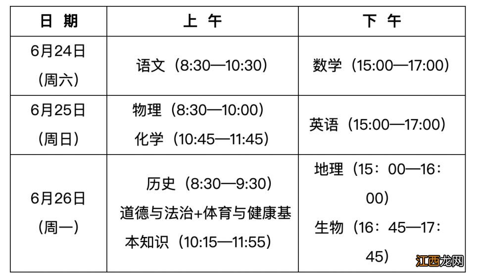 2023年福州市中考时间和考试科目安排 2023福州中考科目及各科分数