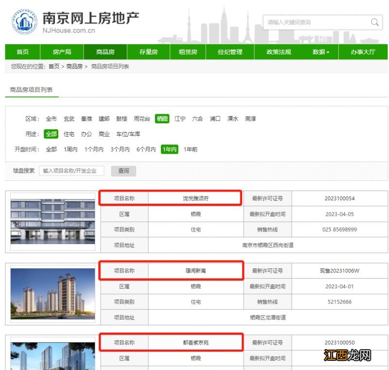 最新 南京市栖霞区一年内开盘的商品房有哪些