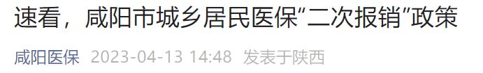 咸阳市城乡居民医保二次报销政策文件 咸阳市城乡居民医保二次报销政策