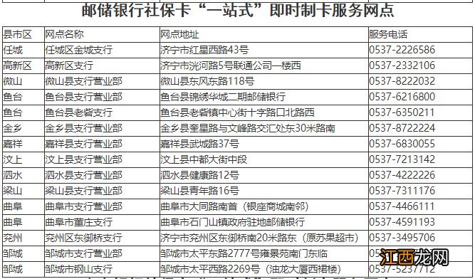 济宁各县市区社保卡换卡网点电话济地址一览表