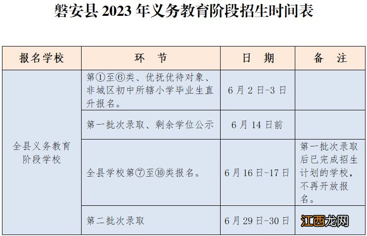 2023金华磐安县义务教育阶段学校、幼儿园招生时间安排