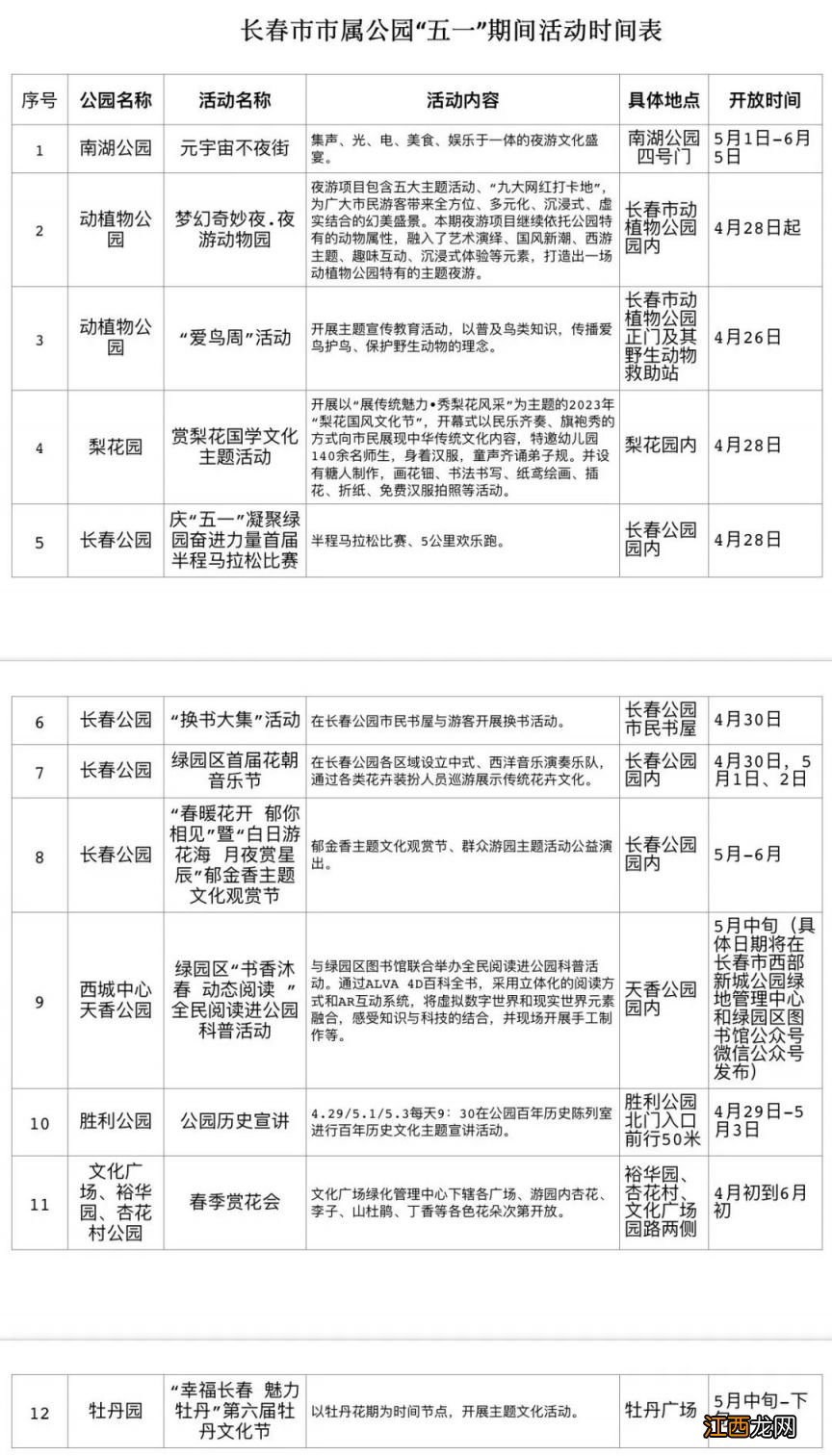 2023长春五一景区活动汇总 长春五一攻略