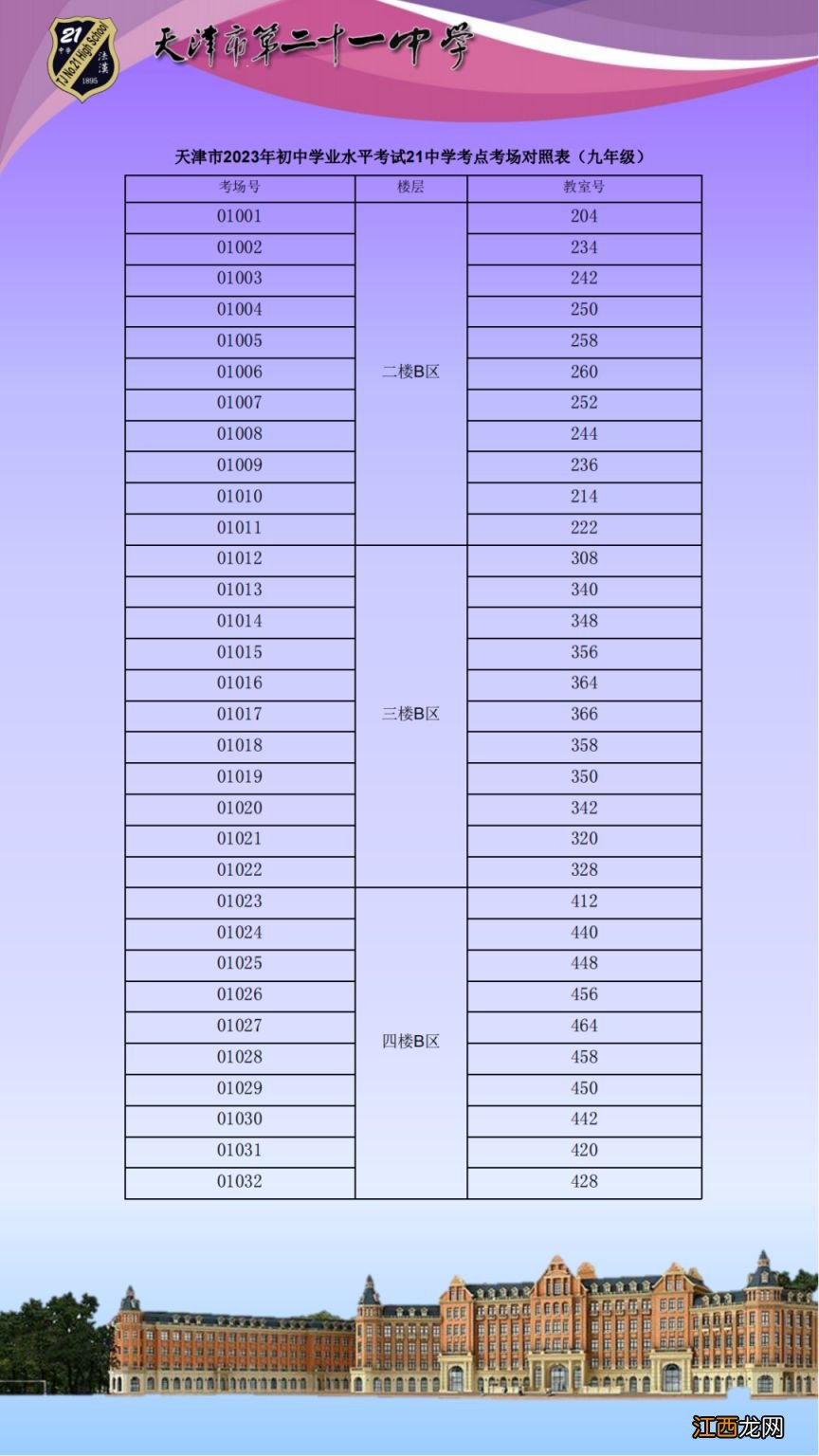 2023年天津市和平区中考考点考场示意图