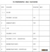 科目+代码列表 赣州市2023年下半年中小学教师资格考试笔试科目