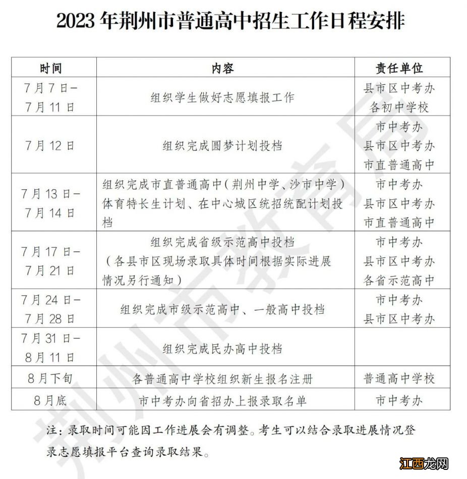 2023荆州中考录取结果查询时间及查询方式