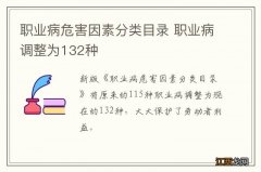 职业病危害因素分类目录 职业病调整为132种