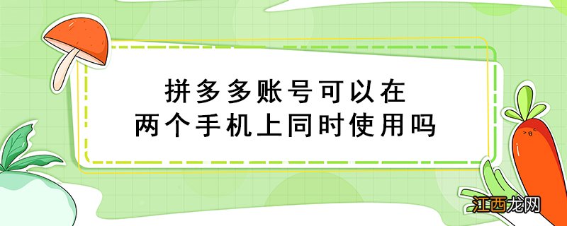 拼多多账号可以在两个手机上同时使用吗