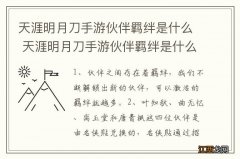 天涯明月刀手游伙伴羁绊是什么 天涯明月刀手游伙伴羁绊是什么意思