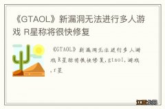 《GTAOL》新漏洞无法进行多人游戏 R星称将很快修复