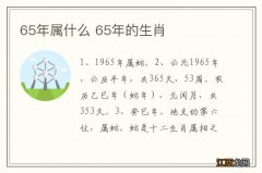 65年属什么 65年的生肖