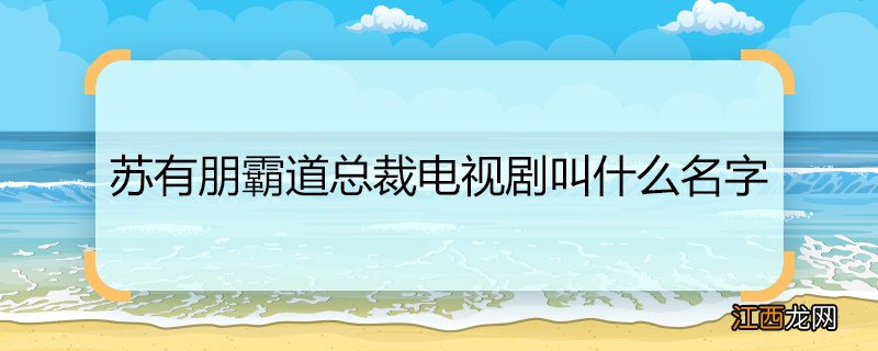 苏有朋霸道总裁电视剧叫什么名字 苏有朋霸道总裁电视剧是什么