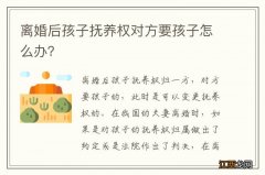 离婚后孩子抚养权对方要孩子怎么办？