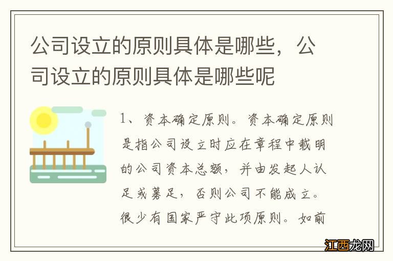 公司设立的原则具体是哪些，公司设立的原则具体是哪些呢