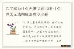 沙尘暴为什么无法彻底治理 什么原因无法彻底治理沙尘暴