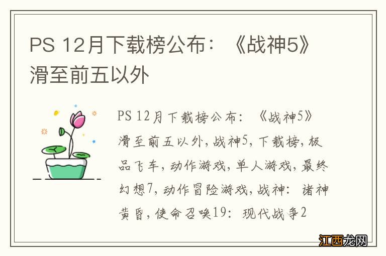 PS 12月下载榜公布：《战神5》滑至前五以外