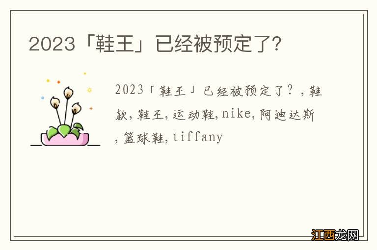 2023「鞋王」已经被预定了？