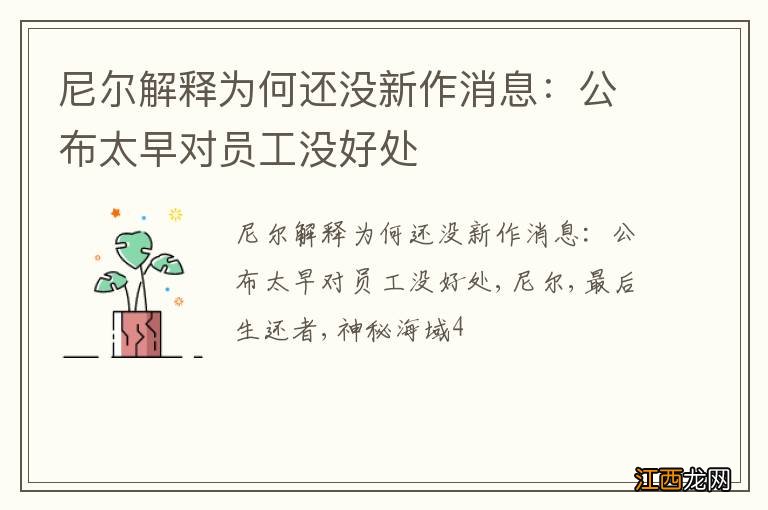 尼尔解释为何还没新作消息：公布太早对员工没好处