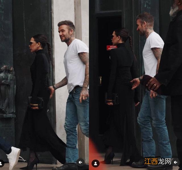 贝克汉姆被48岁娇妻搂腰看秀，贝嫂瘦成一条线，家中长子又改行了