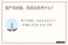 国产羽绒服，到底在高贵什么？