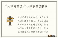 个人积分查询 个人积分查询官网