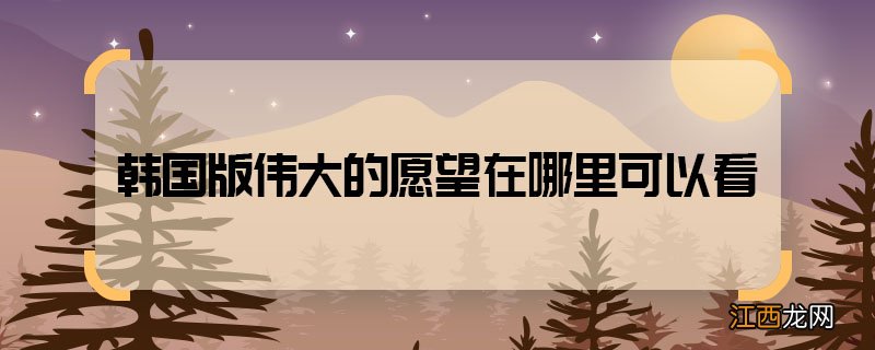 韩国版伟大的愿望在哪里可以看 伟大的愿望在哪里播出