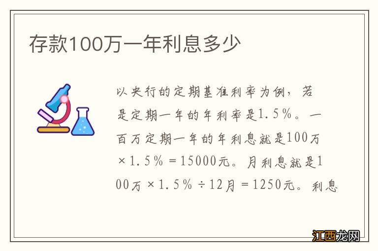 存款100万一年利息多少