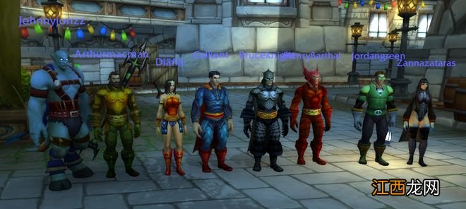 《魔兽世界》玩家在暴风城COS正义联盟八侠,神形并茂