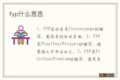 fyp什么意思