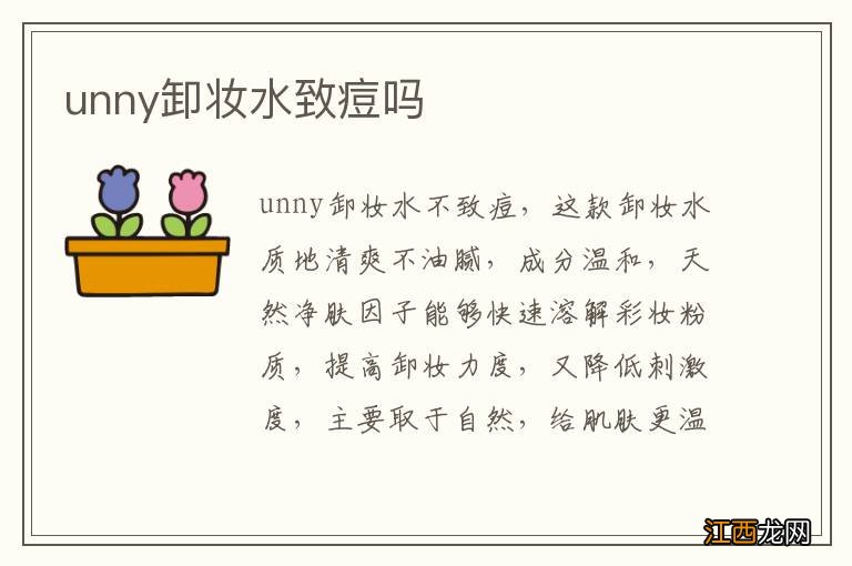 unny卸妆水致痘吗