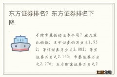 东方证券排名？东方证券排名下降