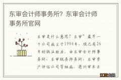 东审会计师事务所？东审会计师事务所官网