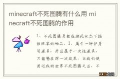 minecraft不死图腾有什么用 minecraft不死图腾的作用