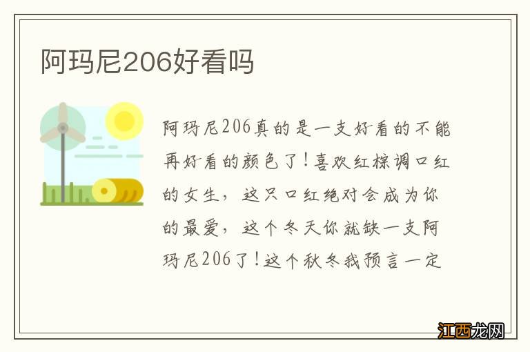 阿玛尼206好看吗