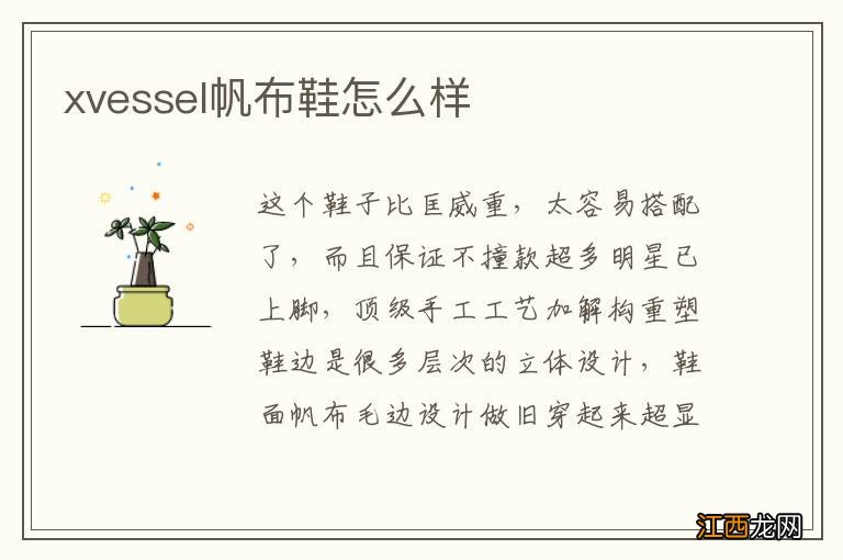 xvessel帆布鞋怎么样