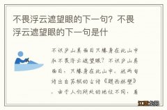 不畏浮云遮望眼的下一句？不畏浮云遮望眼的下一句是什