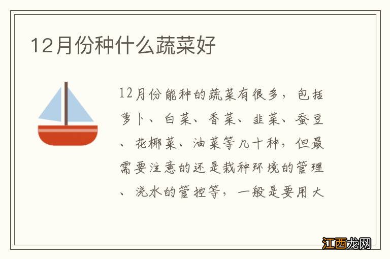 12月份种什么蔬菜好