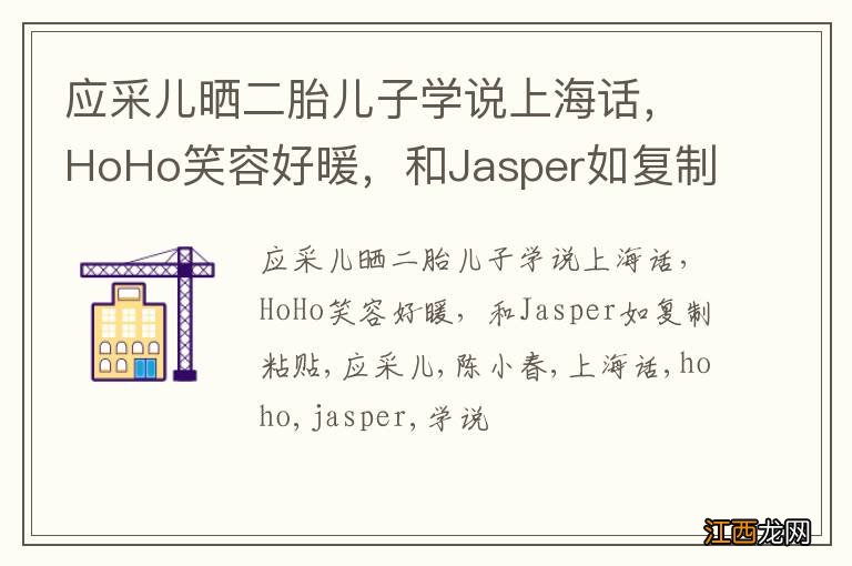 应采儿晒二胎儿子学说上海话，HoHo笑容好暖，和Jasper如复制粘贴