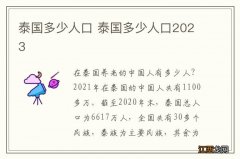 泰国多少人口 泰国多少人口2023