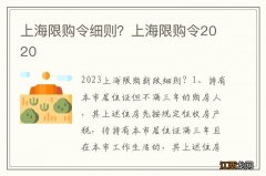 上海限购令细则？上海限购令2020