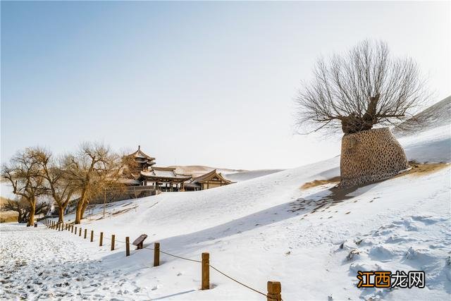 敦煌大漠：雪后初霁美景如画