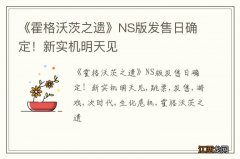 《霍格沃茨之遗》NS版发售日确定！新实机明天见